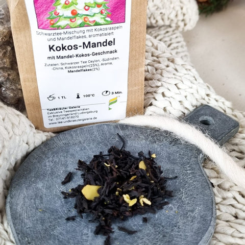 Kokos Mandel Schwarztee Tee und Kräutergalerie